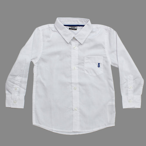 PIAZIA ITALIA Embroidered Pocket Premium Poly Cotton White Full Sleeves Shirt