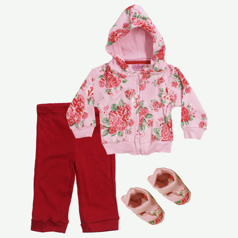 LILY and JACK Pink Flowers 3 Piece Cotton Set