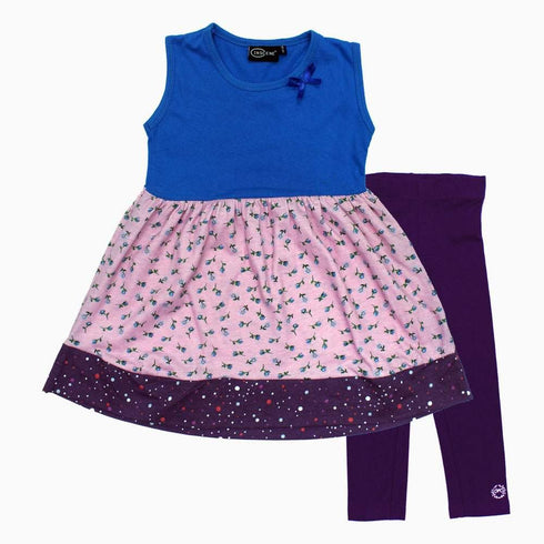 Inscene Blue and Pink Flower Girls 2 piece Set
