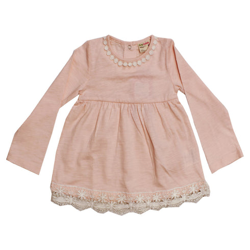 PRENTAL Bottom Less Light Pink Girls Pink Premium Cotton Dress Shirt