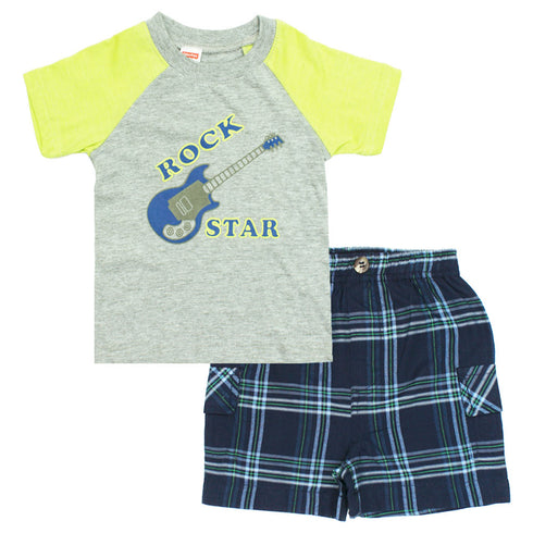 Fisher Price Rock Star Fake Pocket Shorts 2 piece Boys Set