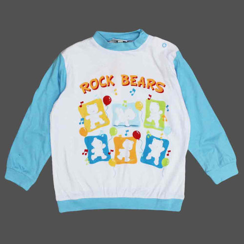 FAGOTTINO Rock Bears Blue and White Premium 2 piece Night Suit