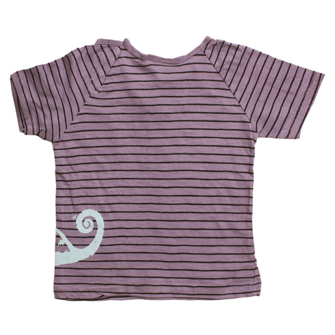 Zara Baby Girls Purple Stripes Chamelion Side Print Cotton Tshirt