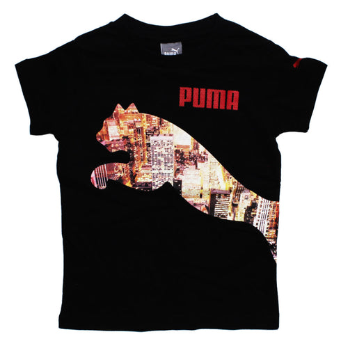 PUMA Cheetah Print Boys Black Premium Cotton Tshirt