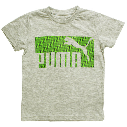 PUMA Chest Green Print Heather Grey Premium Cotton Tshirt