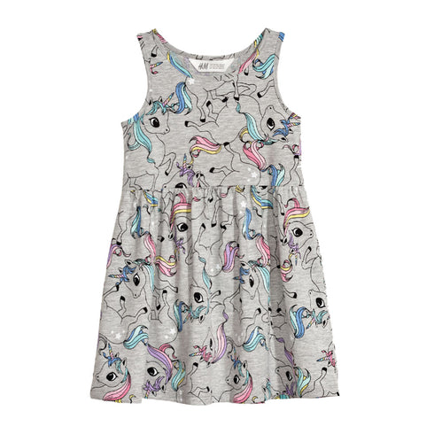 HnM Unicorn Print Premium Cotton Girls Dress