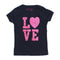 TWENTY4 Love Glitter Print Premium Cotton Navy Blue Tshirt