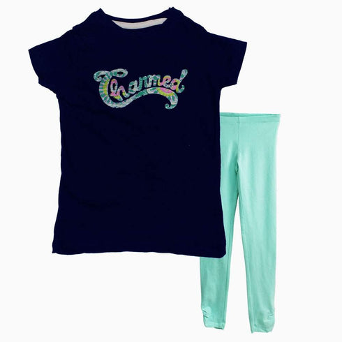 Red Tag Charmed Navy Blue Soft Cotton Girls 2 piece Set