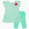 Fisher Price Girls Cotton Green Stripes Flower 2 piece Set