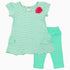 Fisher Price Girls Cotton Green Stripes Flower 2 piece Set
