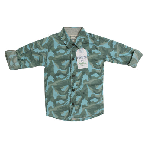 OSHKOSH Camouflage Light Blue And Green Premium Cotton Casual Winter Shirt