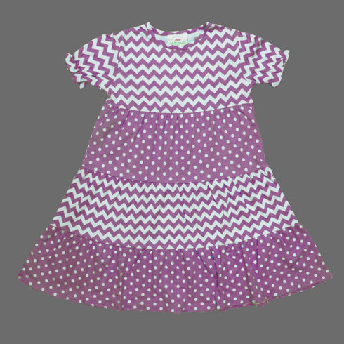Lolly Wolly Light Purple Multi all over Pattern Girls Cotton Dress