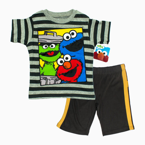 Sesame Street Boys Grey and Black Stripes 2 Piece Set