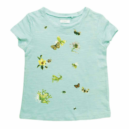 NEXT All over Green Print Girls Premium Soft Cotton Tshirt
