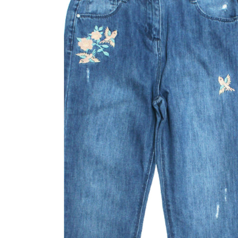 POSH Bird Embroidered Light Ripped Blue Denim Jeans