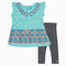 Okaidi Rubber Print Light Blue Girls Cotton 2 Piece Set
