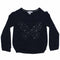 OKAIDI Girls Rubber Printed Rhinestones Butterfly Navy Blue Premium Cotton Tshirt