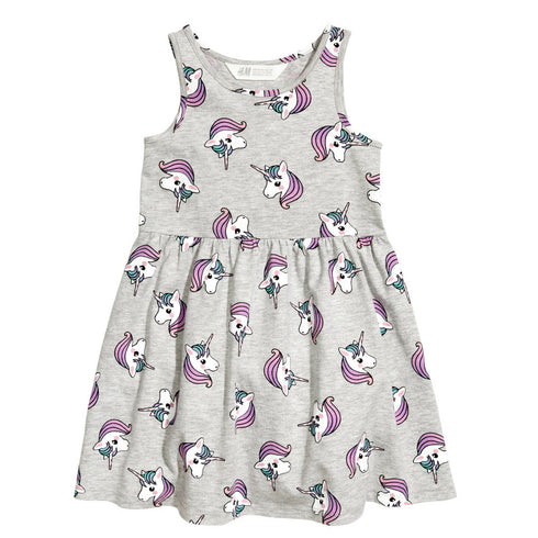 HnM All over unicorn Print Premium Cotton Grey Dress