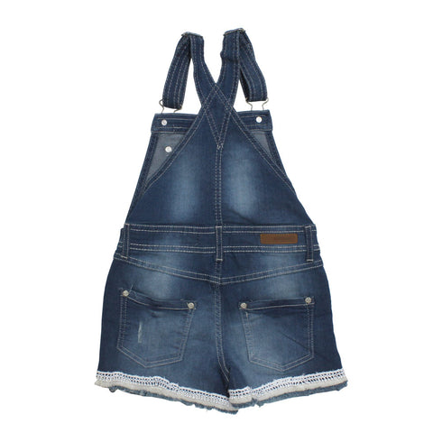 Wall Flower Girls Light Ripped Bottom Laced Denim Dungaree