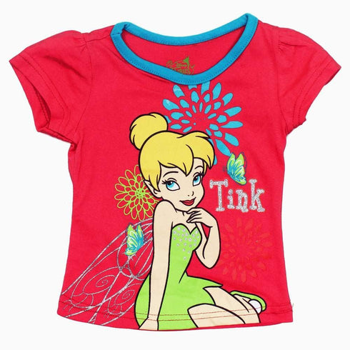 DISNEY Fairies TINK Girls Redish Pink Tshirt