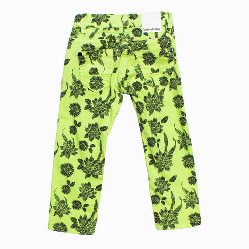 Akido Girls Garment Dyed All over Flower Printed Light Green Jeans