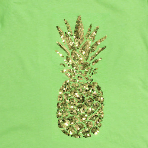 NEXT Golden Pineapple Sequin Green Girls Premium Cotton Tshirt