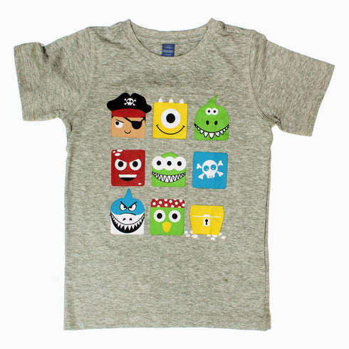 DOPO DOPO Pirate Monsters Treasure Boys Grey Premium Tshirt