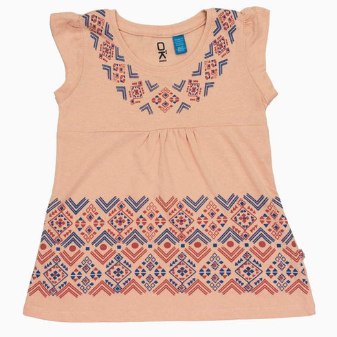 Okaidi Rubber Print Baby Pink Girls Cotton 2 Piece Set