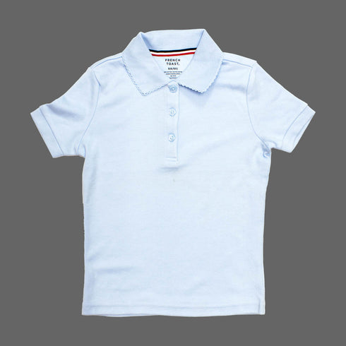 French Toast Premium Poly Cotton Jersey Girls Light Blue Polo
