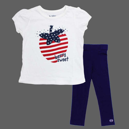 Berry Sweet Girls White Glitter Print 2 Piece Set