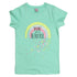 DOPO DOPO Glitter All Over Flower Print Light Blue Girls Premium Cotton Tshirt