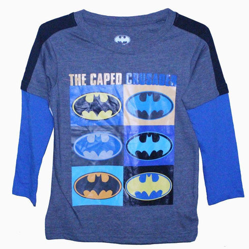 Caped Crusade Batman Full sleves grey boys tshirt