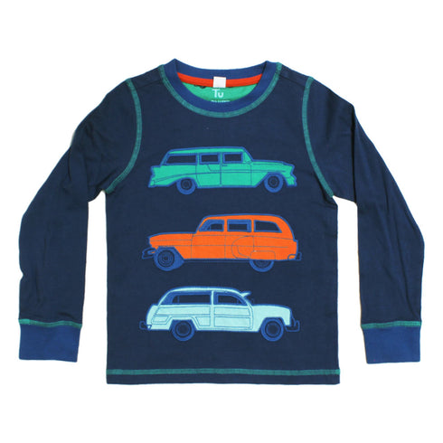 TU Care Embroidery Blue Boys Premium Cotton Tshirt