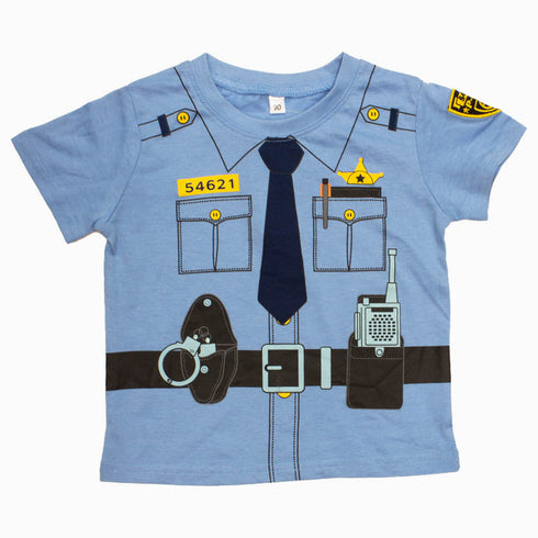 ElfinDoll Boys Sheriff Shoulder Applique Blue Boys 2 Piece Set