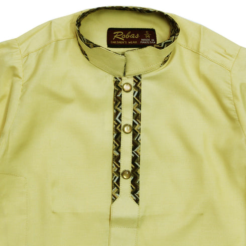 ROBAS Cotton Styled Button Patti Cream Colour Shalwar Kameez Full Suit