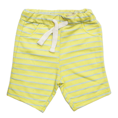 LEFTIES Yellow and Grey Stripes Yarn Dyed Cotton Terry Boys Shorts