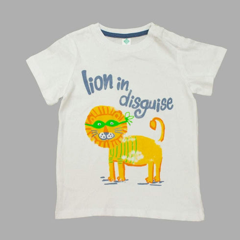 Tex baby Lion in Disguise White Premium Cotton Boys Tshirt