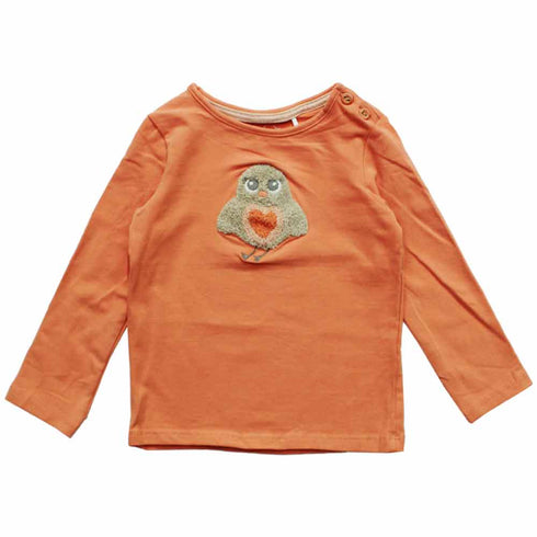 JBC Bird Flock Print Girls Orange Premium Cotton Tshirt