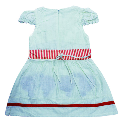 THAILAND TEBG Applique Flower Woven Cotton Light Blue Dress