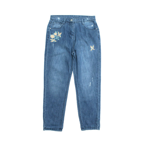 POSH Bird Embroidered Light Ripped Blue Denim Jeans