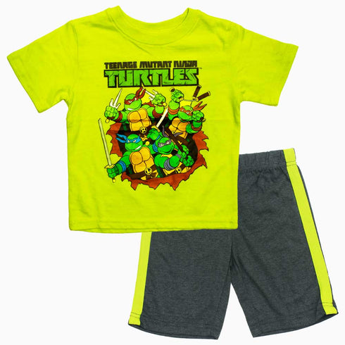 TMNT TURTLES Greenish Yellow Boys 2 Piece Set Tshirt