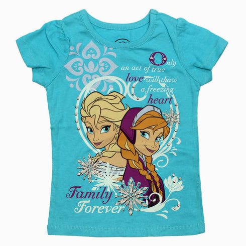 FROZEN Girls Family Forever Light Blue and White 2 Piece Set