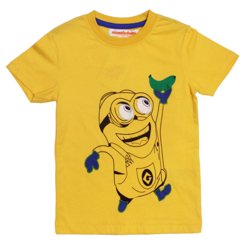 NICKELODEON Minions Print Yellow Boys Premium Cotton Tshirt