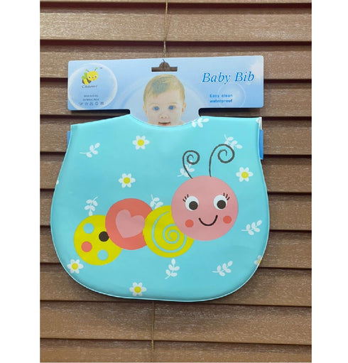 BEE Blue Leaf Print Plastic Bib