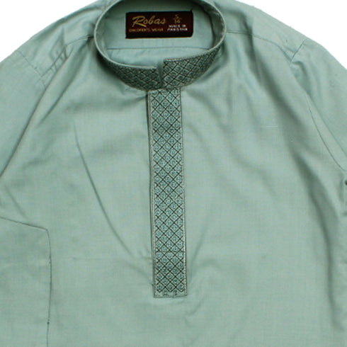 ROBAS Cotton Emboidered Patti Light Green Shalwar Kameez Full Suit