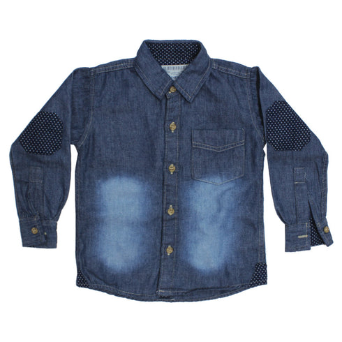 OSHKOSH Blue Heavy Sand Washed Front Pocket Premium Cotton Casual Winter Shirt