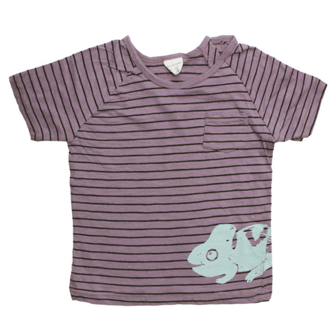 Zara Baby Girls Purple Stripes Chamelion Side Print Cotton Tshirt
