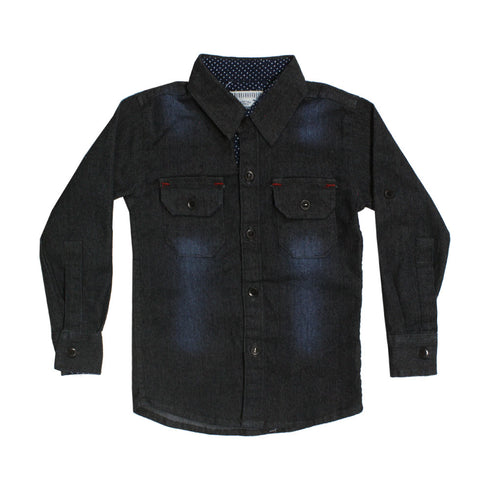 OSHKOSH Navy Blue Front Pock Check Premium Cotton Casual Winter Shirt