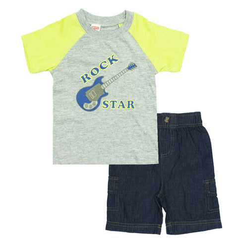 Fisher Price Rock Star Fake Pocket Shorts 2 piece Boys Set