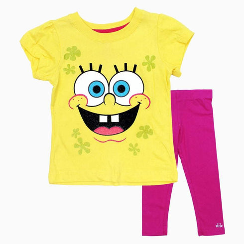 SpongBob Girls Yellow Face print 2 piece Set